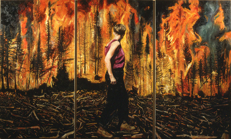 Painting: Self-Portrait with Forest Fire.