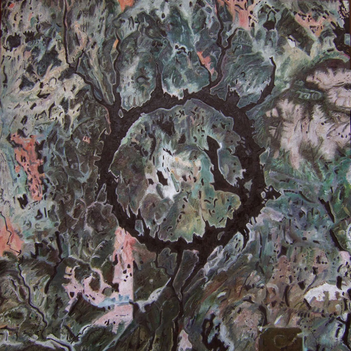 Google Earth painting, view of Manicouagan Reservoir.