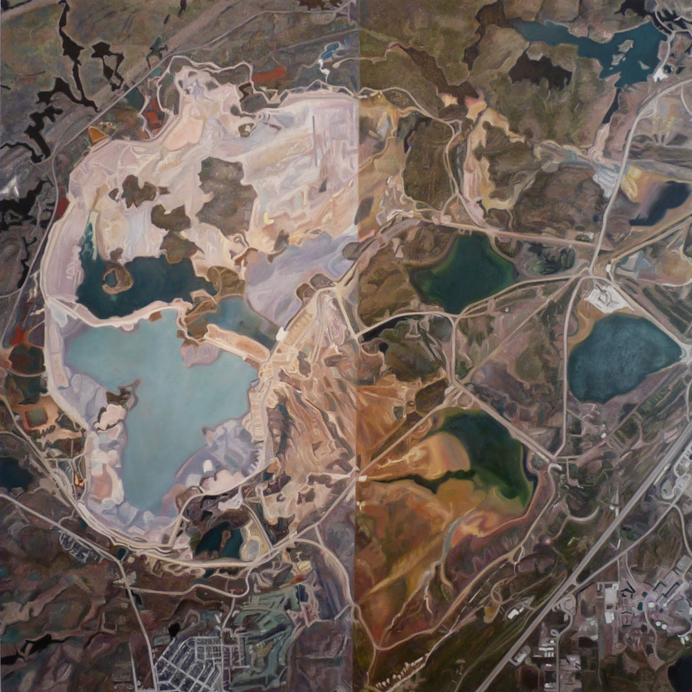 Painting, Google Earth view of Sudbury.