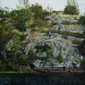 Painting of Canadian Shield rock with three figures.(thumb)