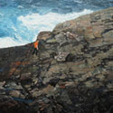 Painting of Newfoundland coastline with small figure.(thumb)