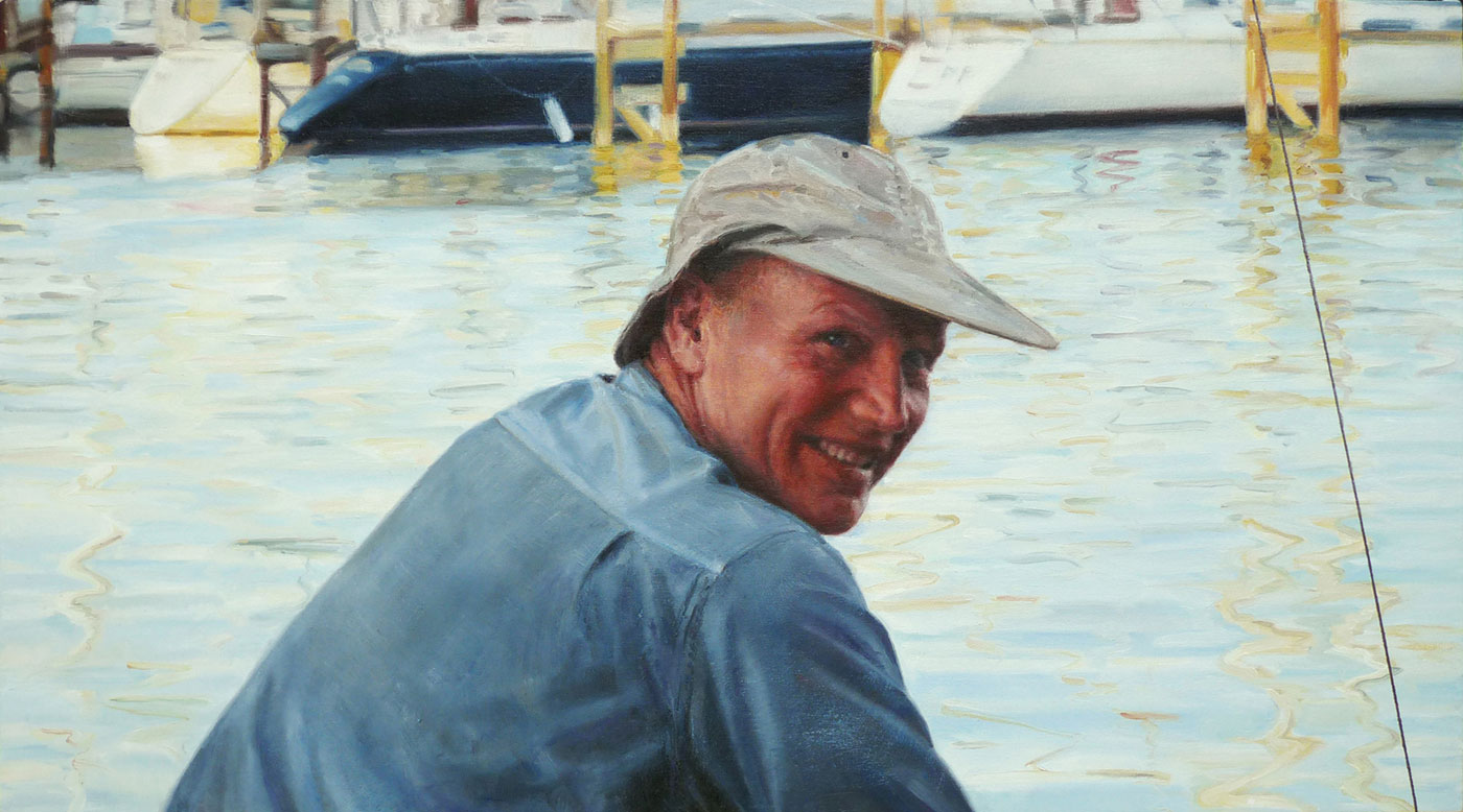 Portrait of aman on his boat.