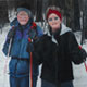 Portrait of couple with cross country skis.