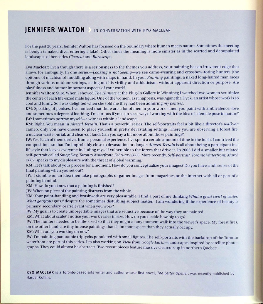 RBC Painting Prize book, Interview with Jennifer Walton.