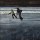 Painting of pond hockey on Grenadier Pond, Toronto.