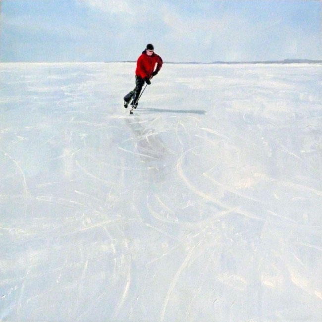 Painting of skating on Lake Ontario.
