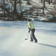 Painting of skater on pond