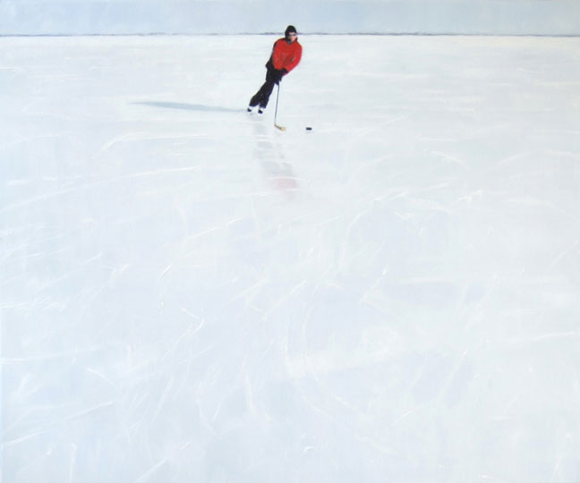 Painting of skater on Lake Ontario.